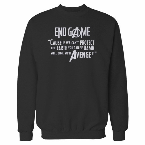Your marvel avengers endgame movie quote crewneck sweatshirt just got an update. This super comfortable and lighter weight crewneck will become your favorite go-to sweatshirt. The cozy spandex cuffs and waistband make this pill-resistant sweatshirt a fan favorite.And your group will look and feel their best in this premium ringspun cotton crew.
