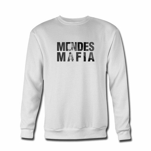 Your Mendes Mafia Title Crewneck Sweatshirt just got an update. This super comfortable and lighter weight crewneck will become your favorite go-to sweatshirt. The cozy spandex cuffs and waistband make this pill-resistant sweatshirt a fan favorite.And your group will look and feel their best in this premium ringspun cotton crew.