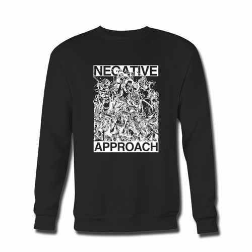 Your Negative Approach Detail Illustration Crewneck Sweatshirt just got an update. This super comfortable and lighter weight crewneck will become your favorite go-to sweatshirt. The cozy spandex cuffs and waistband make this pill-resistant sweatshirt a fan favorite.And your group will look and feel their best in this premium ringspun cotton crew.