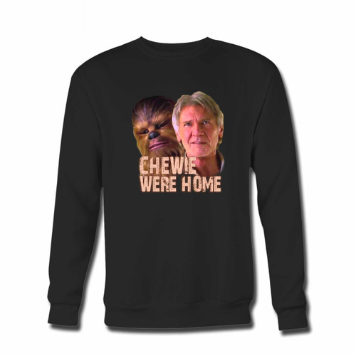 Your Star Wars The Force Awakens Chewie Were Home Han Solo Crewneck Sweatshirt just got an update. This super comfortable and lighter weight crewneck will become your favorite go-to sweatshirt. The cozy spandex cuffs and waistband make this pill-resistant sweatshirt a fan favorite.And your group will look and feel their best in this premium ringspun cotton crew.
