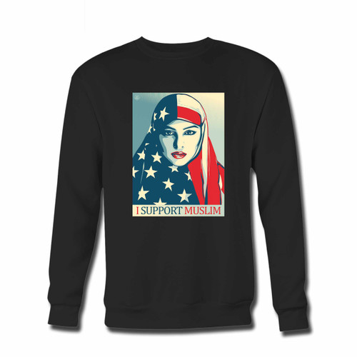 Your Support Muslim On America Crewneck Sweatshirt just got an update. This super comfortable and lighter weight crewneck will become your favorite go-to sweatshirt. The cozy spandex cuffs and waistband make this pill-resistant sweatshirt a fan favorite.And your group will look and feel their best in this premium ringspun cotton crew.