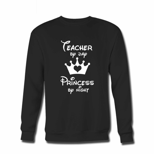 Your Teacher By Day Princess By Night Crewneck Sweatshirt just got an update. This super comfortable and lighter weight crewneck will become your favorite go-to sweatshirt. The cozy spandex cuffs and waistband make this pill-resistant sweatshirt a fan favorite.And your group will look and feel their best in this premium ringspun cotton crew.