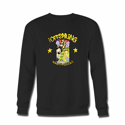 Your The Offspring Rock Band Want You Bad Crewneck Sweatshirt just got an update. This super comfortable and lighter weight crewneck will become your favorite go-to sweatshirt. The cozy spandex cuffs and waistband make this pill-resistant sweatshirt a fan favorite.And your group will look and feel their best in this premium ringspun cotton crew.