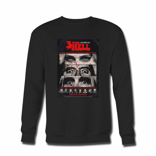 Your Three From Hell Rob Zombie Movie Crewneck Sweatshirt just got an update. This super comfortable and lighter weight crewneck will become your favorite go-to sweatshirt. The cozy spandex cuffs and waistband make this pill-resistant sweatshirt a fan favorite.And your group will look and feel their best in this premium ringspun cotton crew.