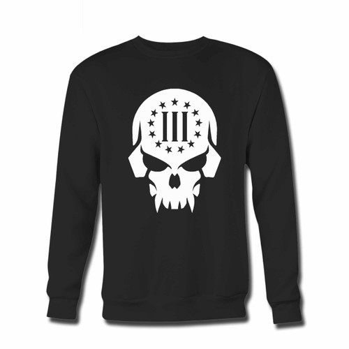 Your Three Percent Skull Crewneck Sweatshirt just got an update. This super comfortable and lighter weight crewneck will become your favorite go-to sweatshirt. The cozy spandex cuffs and waistband make this pill-resistant sweatshirt a fan favorite.And your group will look and feel their best in this premium ringspun cotton crew.