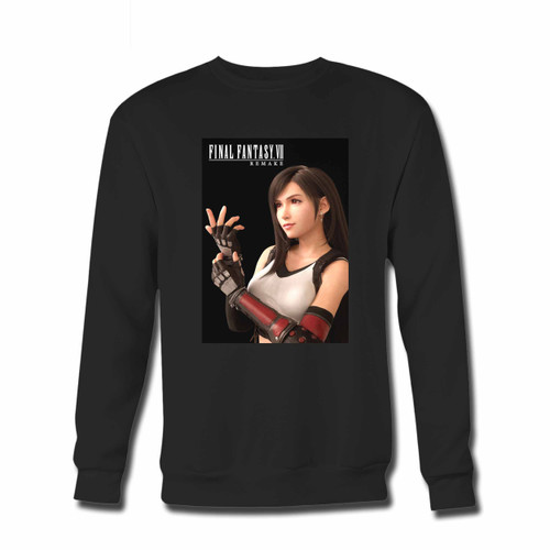 Your Tifa Remake Final Fantasy VII Crewneck Sweatshirt just got an update. This super comfortable and lighter weight crewneck will become your favorite go-to sweatshirt. The cozy spandex cuffs and waistband make this pill-resistant sweatshirt a fan favorite.And your group will look and feel their best in this premium ringspun cotton crew.