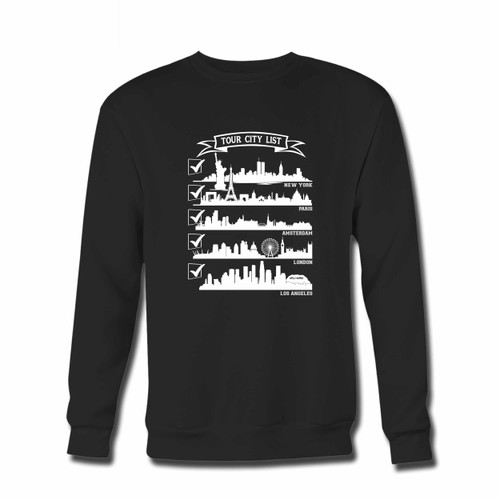 Your Tour City Crewneck Sweatshirt just got an update. This super comfortable and lighter weight crewneck will become your favorite go-to sweatshirt. The cozy spandex cuffs and waistband make this pill-resistant sweatshirt a fan favorite.And your group will look and feel their best in this premium ringspun cotton crew.