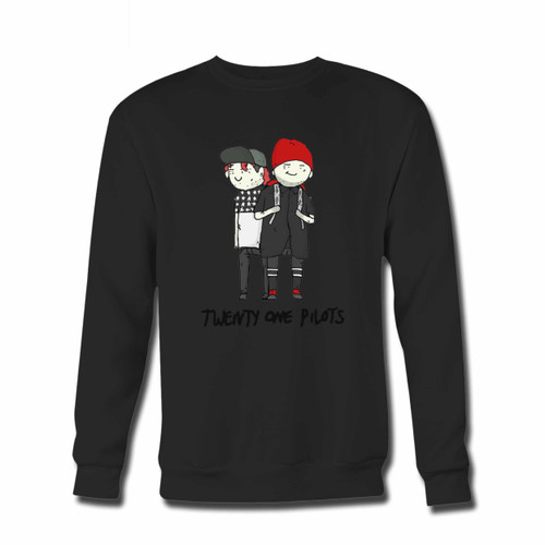 Your Twenty One Pilots Cartoon Illustrations Twice Crewneck Sweatshirt just got an update. This super comfortable and lighter weight crewneck will become your favorite go-to sweatshirt. The cozy spandex cuffs and waistband make this pill-resistant sweatshirt a fan favorite.And your group will look and feel their best in this premium ringspun cotton crew.