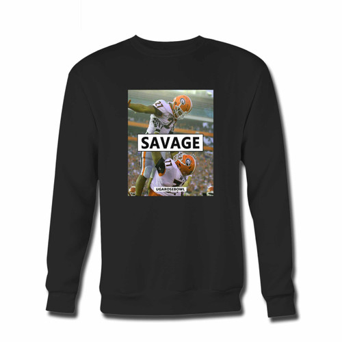 Your Uga Rose Bowl Savage Crewneck Sweatshirt just got an update. This super comfortable and lighter weight crewneck will become your favorite go-to sweatshirt. The cozy spandex cuffs and waistband make this pill-resistant sweatshirt a fan favorite.And your group will look and feel their best in this premium ringspun cotton crew.