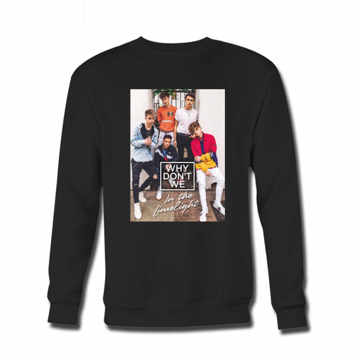 Your Why Dont We In The Limelight Crewneck Sweatshirt just got an update. This super comfortable and lighter weight crewneck will become your favorite go-to sweatshirt. The cozy spandex cuffs and waistband make this pill-resistant sweatshirt a fan favorite.And your group will look and feel their best in this premium ringspun cotton crew.