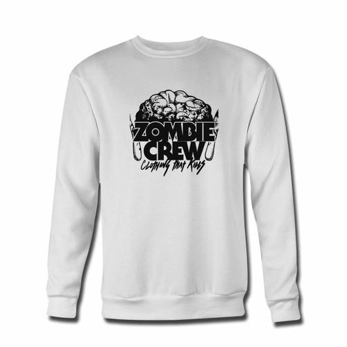 Your Zombie Crew Brain Clothing Crewneck Sweatshirt just got an update. This super comfortable and lighter weight crewneck will become your favorite go-to sweatshirt. The cozy spandex cuffs and waistband make this pill-resistant sweatshirt a fan favorite.And your group will look and feel their best in this premium ringspun cotton crew.