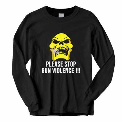 This classic fit Gun Violence Skeleton Stop Long Sleeve Shirt is casually elegant and very comfortable. With fine quality print to make one stand out, it's a perfect fit for every occasion.
