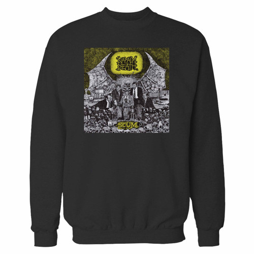 Your napalm death scum 1 crewneck sweatshirt just got an update. This super comfortable and lighter weight crewneck will become your favorite go-to sweatshirt. The cozy spandex cuffs and waistband make this pill-resistant sweatshirt a fan favorite.And your group will look and feel their best in this premium ringspun cotton crew.