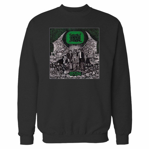 Your napalm death scum 3 crewneck sweatshirt just got an update. This super comfortable and lighter weight crewneck will become your favorite go-to sweatshirt. The cozy spandex cuffs and waistband make this pill-resistant sweatshirt a fan favorite.And your group will look and feel their best in this premium ringspun cotton crew.