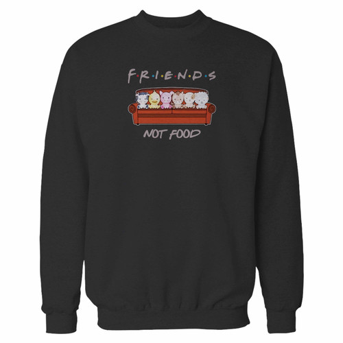 Your new animal friends not food funny parody custom crewneck sweatshirt just got an update. This super comfortable and lighter weight crewneck will become your favorite go-to sweatshirt. The cozy spandex cuffs and waistband make this pill-resistant sweatshirt a fan favorite.And your group will look and feel their best in this premium ringspun cotton crew.