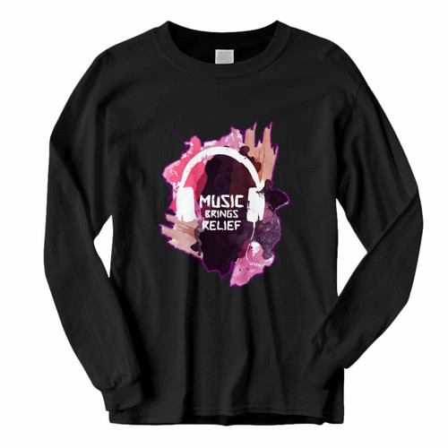 This classic fit Music Brings Relief Cover Long Sleeve Shirt is casually elegant and very comfortable. With fine quality print to make one stand out, it's a perfect fit for every occasion.