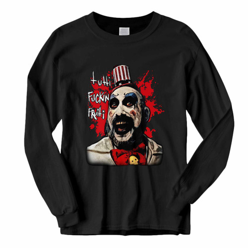 This classic fit Sid Haig Captain Spaulding Tutti Fuckin Fruiti Long Sleeve Shirt is casually elegant and very comfortable. With fine quality print to make one stand out, it's a perfect fit for every occasion.