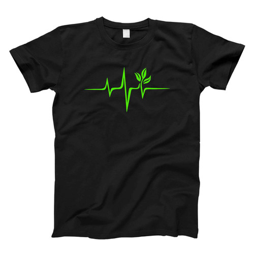 Heartbeat Pulse Green Vegan Frequency Wave Earth Planet Fresh Men T Shirt