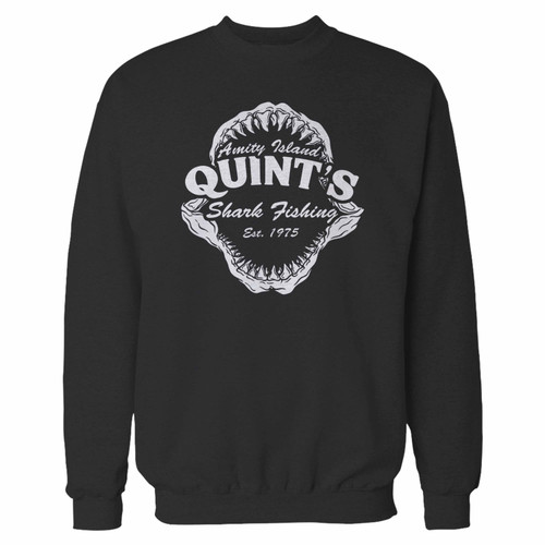 Your quints shark fishing jaws crewneck sweatshirt just got an update. This super comfortable and lighter weight crewneck will become your favorite go-to sweatshirt. The cozy spandex cuffs and waistband make this pill-resistant sweatshirt a fan favorite.And your group will look and feel their best in this premium ringspun cotton crew.