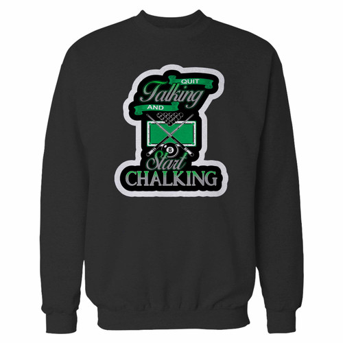 Your quit talking start chalking pool crewneck sweatshirt just got an update. This super comfortable and lighter weight crewneck will become your favorite go-to sweatshirt. The cozy spandex cuffs and waistband make this pill-resistant sweatshirt a fan favorite.And your group will look and feel their best in this premium ringspun cotton crew.