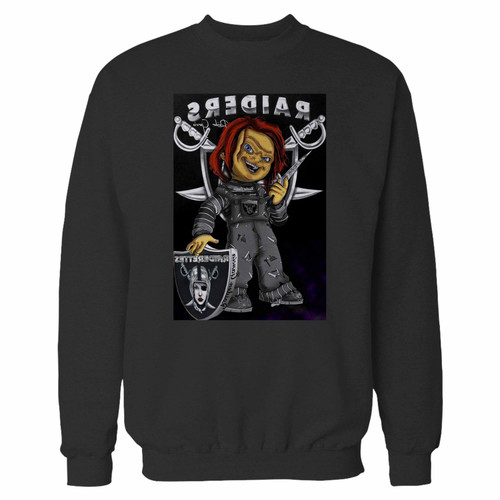 Your raiders chucky crewneck sweatshirt just got an update. This super comfortable and lighter weight crewneck will become your favorite go-to sweatshirt. The cozy spandex cuffs and waistband make this pill-resistant sweatshirt a fan favorite.And your group will look and feel their best in this premium ringspun cotton crew.