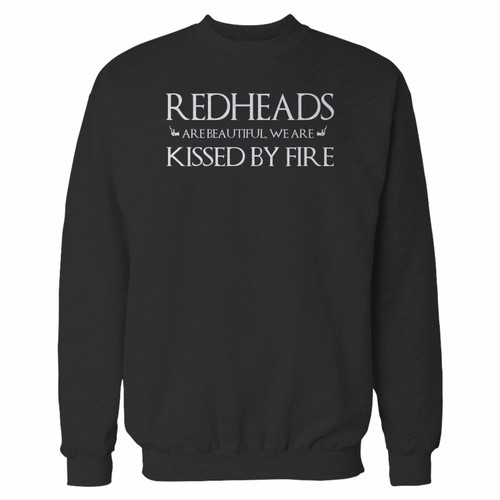 Your redheads are kissed by fire crewneck sweatshirt just got an update. This super comfortable and lighter weight crewneck will become your favorite go-to sweatshirt. The cozy spandex cuffs and waistband make this pill-resistant sweatshirt a fan favorite.And your group will look and feel their best in this premium ringspun cotton crew.