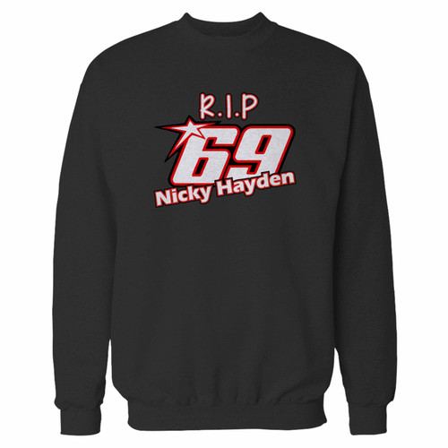 Your r i p nicky hayden crewneck sweatshirt just got an update. This super comfortable and lighter weight crewneck will become your favorite go-to sweatshirt. The cozy spandex cuffs and waistband make this pill-resistant sweatshirt a fan favorite.And your group will look and feel their best in this premium ringspun cotton crew.