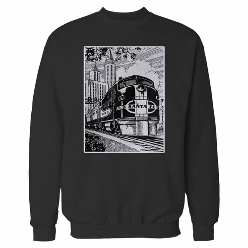Your santa fe retro railroad locomotive crewneck sweatshirt just got an update. This super comfortable and lighter weight crewneck will become your favorite go-to sweatshirt. The cozy spandex cuffs and waistband make this pill-resistant sweatshirt a fan favorite.And your group will look and feel their best in this premium ringspun cotton crew.