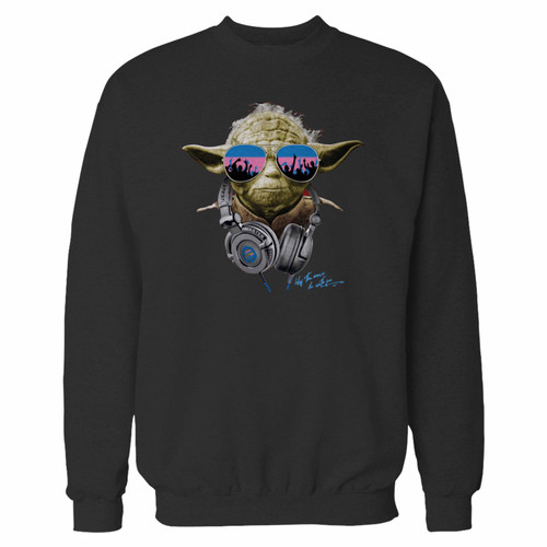 Your star wars master yoda may the music be with you crewneck sweatshirt just got an update. This super comfortable and lighter weight crewneck will become your favorite go-to sweatshirt. The cozy spandex cuffs and waistband make this pill-resistant sweatshirt a fan favorite.And your group will look and feel their best in this premium ringspun cotton crew.