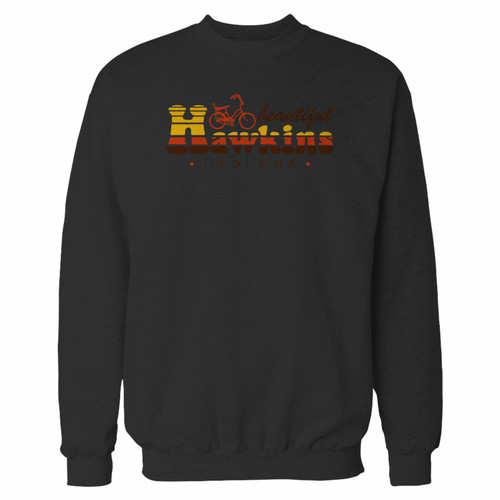 Your stranger beautiful hawkins indiana crewneck sweatshirt just got an update. This super comfortable and lighter weight crewneck will become your favorite go-to sweatshirt. The cozy spandex cuffs and waistband make this pill-resistant sweatshirt a fan favorite.And your group will look and feel their best in this premium ringspun cotton crew.