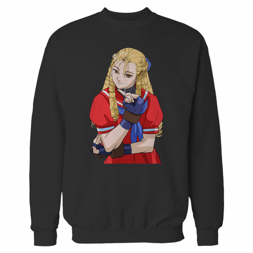 Your street fighter alpha 3 karin crewneck sweatshirt just got an update. This super comfortable and lighter weight crewneck will become your favorite go-to sweatshirt. The cozy spandex cuffs and waistband make this pill-resistant sweatshirt a fan favorite.And your group will look and feel their best in this premium ringspun cotton crew.