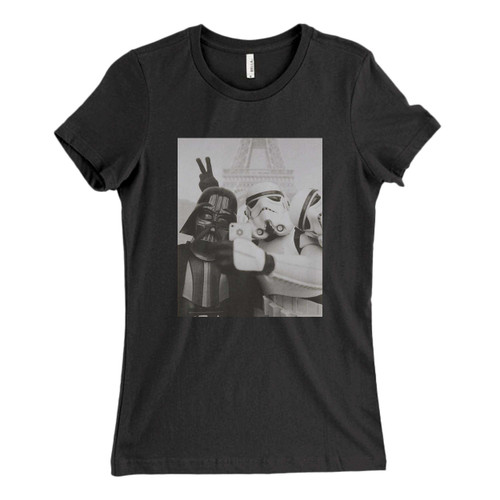 These are Star Wars Darth Vader And Stormtrooper Selfi In Paris Fresh Women T Shirt that are cute tied to the side or paired with a cardigan or jacket for a more styled look. So comfy and classic, they are sure to make your vacation extra magical.