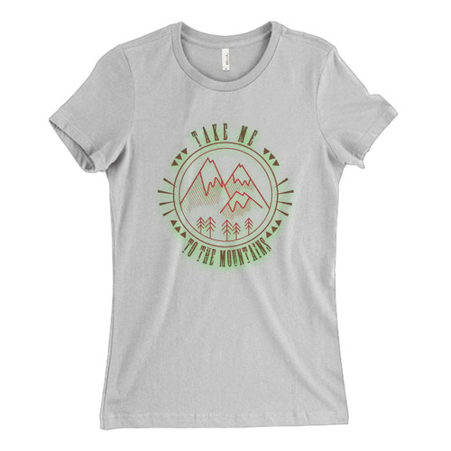 These are Take Me To The Mountains Outdoors Hiking Camping Forest Nature Logo Fresh Women T Shirt that are cute tied to the side or paired with a cardigan or jacket for a more styled look. So comfy and classic, they are sure to make your vacation extra magical.