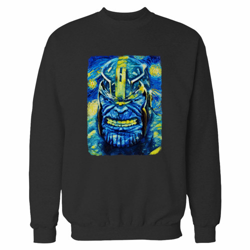 Your thanos stary night avenger endgame crewneck sweatshirt just got an update. This super comfortable and lighter weight crewneck will become your favorite go-to sweatshirt. The cozy spandex cuffs and waistband make this pill-resistant sweatshirt a fan favorite.And your group will look and feel their best in this premium ringspun cotton crew.