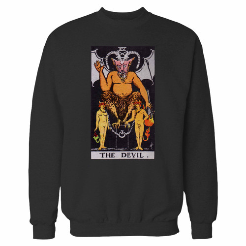 Your the devil tarot card crewneck sweatshirt just got an update. This super comfortable and lighter weight crewneck will become your favorite go-to sweatshirt. The cozy spandex cuffs and waistband make this pill-resistant sweatshirt a fan favorite.And your group will look and feel their best in this premium ringspun cotton crew.