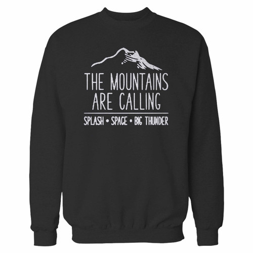 Your the mountains are calling splash space big thunder crewneck sweatshirt just got an update. This super comfortable and lighter weight crewneck will become your favorite go-to sweatshirt. The cozy spandex cuffs and waistband make this pill-resistant sweatshirt a fan favorite.And your group will look and feel their best in this premium ringspun cotton crew.