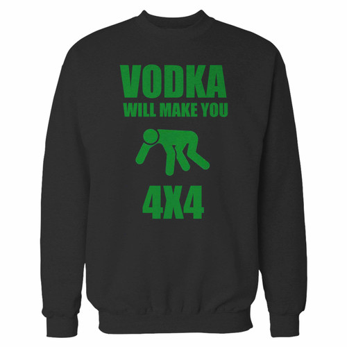Your vodka will make you 4x4 crewneck sweatshirt just got an update. This super comfortable and lighter weight crewneck will become your favorite go-to sweatshirt. The cozy spandex cuffs and waistband make this pill-resistant sweatshirt a fan favorite.And your group will look and feel their best in this premium ringspun cotton crew.