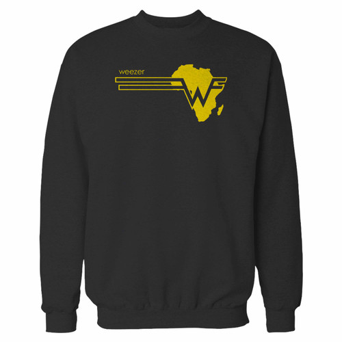 Your weezer africa crewneck sweatshirt just got an update. This super comfortable and lighter weight crewneck will become your favorite go-to sweatshirt. The cozy spandex cuffs and waistband make this pill-resistant sweatshirt a fan favorite.And your group will look and feel their best in this premium ringspun cotton crew.