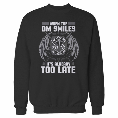 Your when the dm smiles its already too late 2 crewneck sweatshirt just got an update. This super comfortable and lighter weight crewneck will become your favorite go-to sweatshirt. The cozy spandex cuffs and waistband make this pill-resistant sweatshirt a fan favorite.And your group will look and feel their best in this premium ringspun cotton crew.