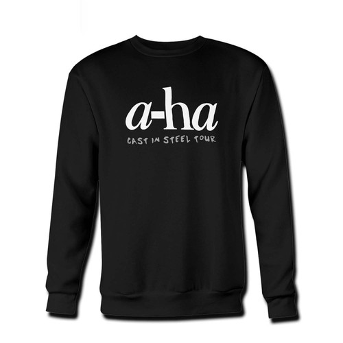 Your A Ha Aha Sast In Steel TOUR Fresh Best Crewneck Sweatshirt just got an update. This super comfortable and lighter weight crewneck will become your favorite go-to sweatshirt. The cozy spandex cuffs and waistband make this pill-resistant sweatshirt a fan favorite.And your group will look and feel their best in this premium ringspun cotton crew.