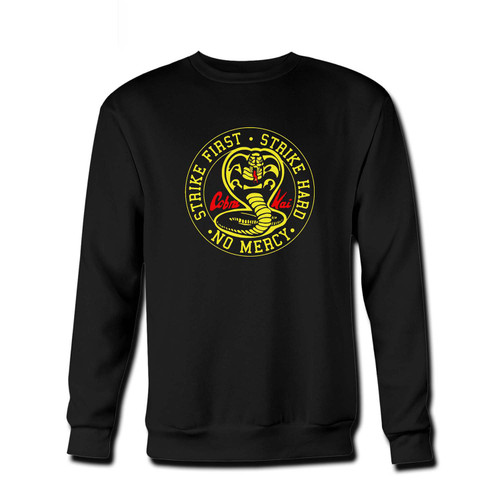 Your Cobra Karate First Strike Hard Kai Strike Fresh Best Crewneck Sweatshirt just got an update. This super comfortable and lighter weight crewneck will become your favorite go-to sweatshirt. The cozy spandex cuffs and waistband make this pill-resistant sweatshirt a fan favorite.And your group will look and feel their best in this premium ringspun cotton crew.
