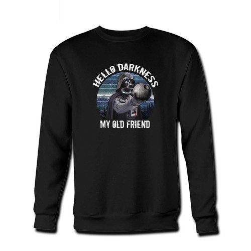 Your Darth Vader Hello Drakness My Old Friend Fresh Best Crewneck Sweatshirt just got an update. This super comfortable and lighter weight crewneck will become your favorite go-to sweatshirt. The cozy spandex cuffs and waistband make this pill-resistant sweatshirt a fan favorite.And your group will look and feel their best in this premium ringspun cotton crew.