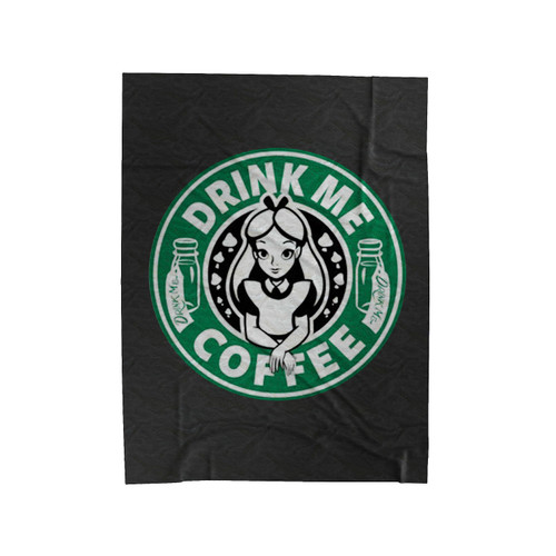 Alice In Wonderland Starbuck Parody Drink Me Coffee Velveteen Blanket