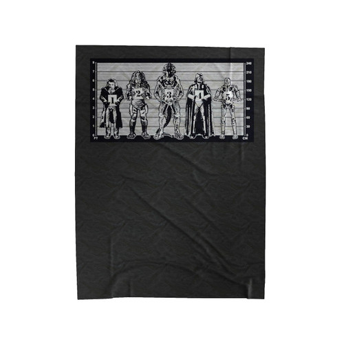 Alien, Predator, Terminator, The Joker, Vadar, Police Line Up Velveteen Blanket