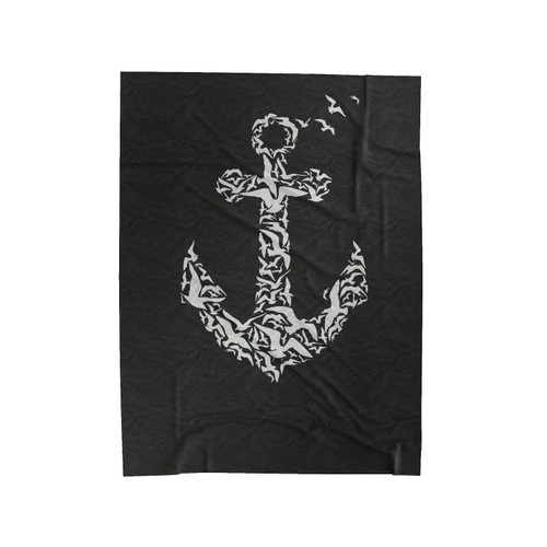 Anchor Nautical Bird Velveteen Blanket