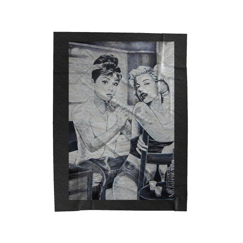 Audrey Hepburn Marilyn Monroe Tattoo Velveteen Blanket
