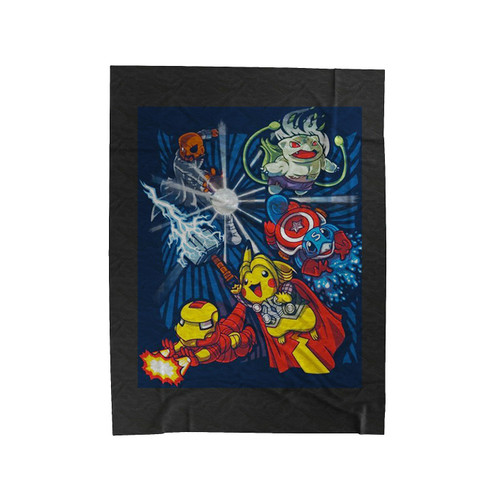 Avengers All Pokemon Character Mashup Funny Velveteen Blanket