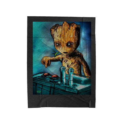 Baby Groot Death Button 1 Velveteen Blanket