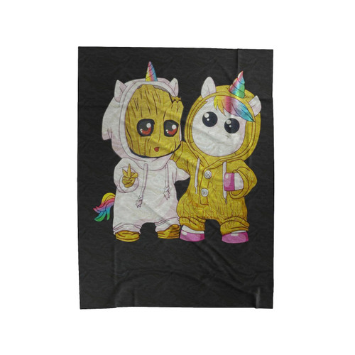 Baby Groot Unicorn Velveteen Blanket