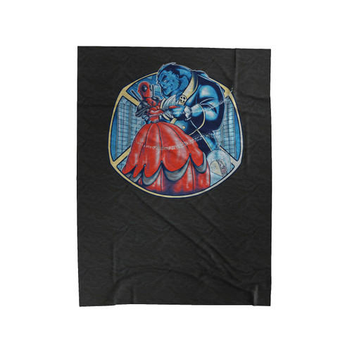 Beauty & The Beast Deadpool And Xmen Mashup 1 Velveteen Blanket